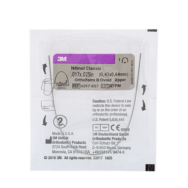 Дуга нитиноловая Unitek Classic .019x.025 ВЧ  ФIII 3М